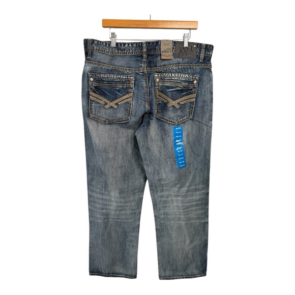 Axel Jeans Treadwell Relaxed Straight Fit Men’s Embellished Faded JeanNew 38 X32 - Picture 2 of 16